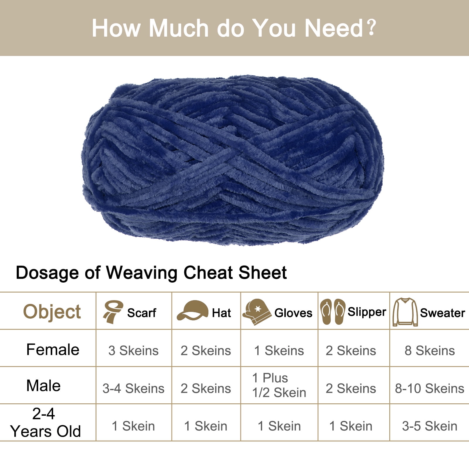 Uxcell 4pcs Velvet Yarn Soft Chenille Yarn 4x100g/14.1oz (347yds) Fluffy Yarn for Knitting Crochet Blanket Dark Blue