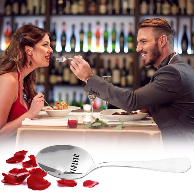 Ynlkorvg Tableware Wedding Gifts Valentine's Day Stainless Steel Long Handle Spoon Spoon Tableware Spoon Personalized Gift Spoo