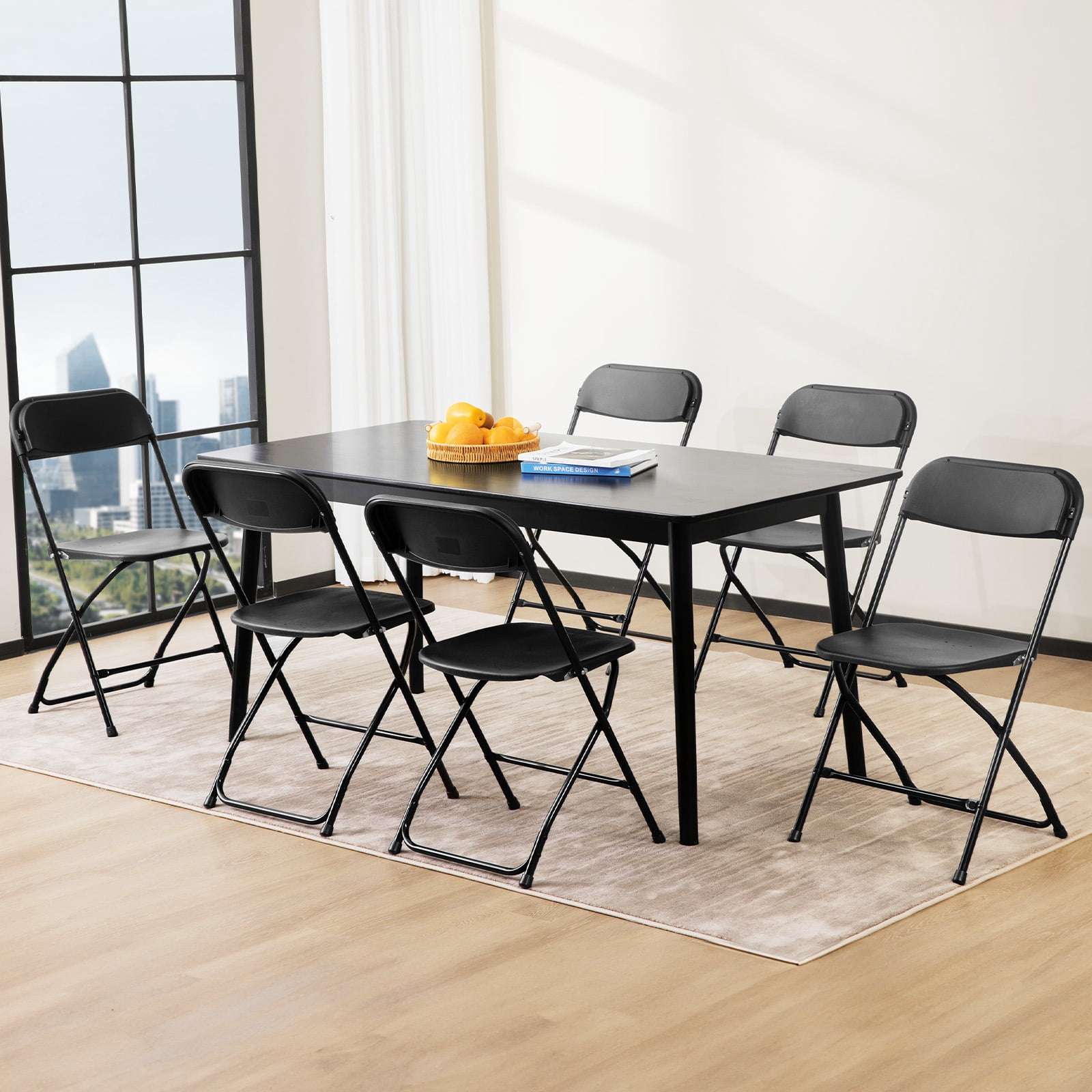 JIOABL 4-Piece Folding Chair Set with Non-Slip Feet, 330 lbs. Weight Capacity, for Home and Office Use, for Indoor and Outdoor Activities, Black