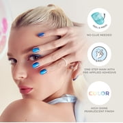 Kiss Impress Color FX Short Oval Press on Nails, Silver, 30 Pieces