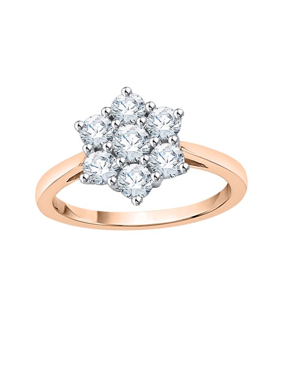Diamond Floral Ring in 10K Rose Gold (1 1/4 cttw, I-J, I1-I2) (Size-10)