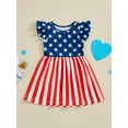 thumbnail image 3 of Hirigin Girls 4th of July Dress Toddler Girl American Flag Dresses Fly Sleeve Patriotic Clothes Independence Day Outfits, 3 of 8