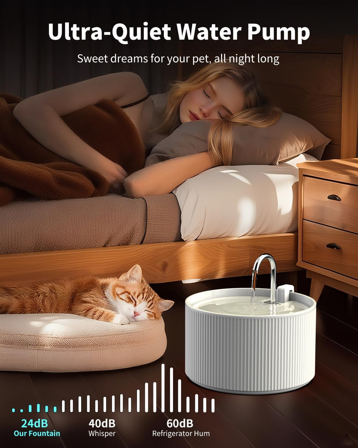 Quiet 2.1L Pet Water Fountain with Dual Pumps and Triple Carbon Filters for Cats and Dogs