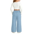 thumbnail image 5 of LWNYDPLSD Baggy Pants for Girls Elastic Waist Wide Leg Loose Denim Pants Kids Drawstring Strechy Trousers Teen Girl Summer Casual Clothes, 5 of 9