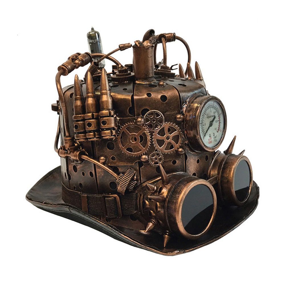 Attitude Studio Steampunk Fedora Hat with Mechanical Gears & Glasses