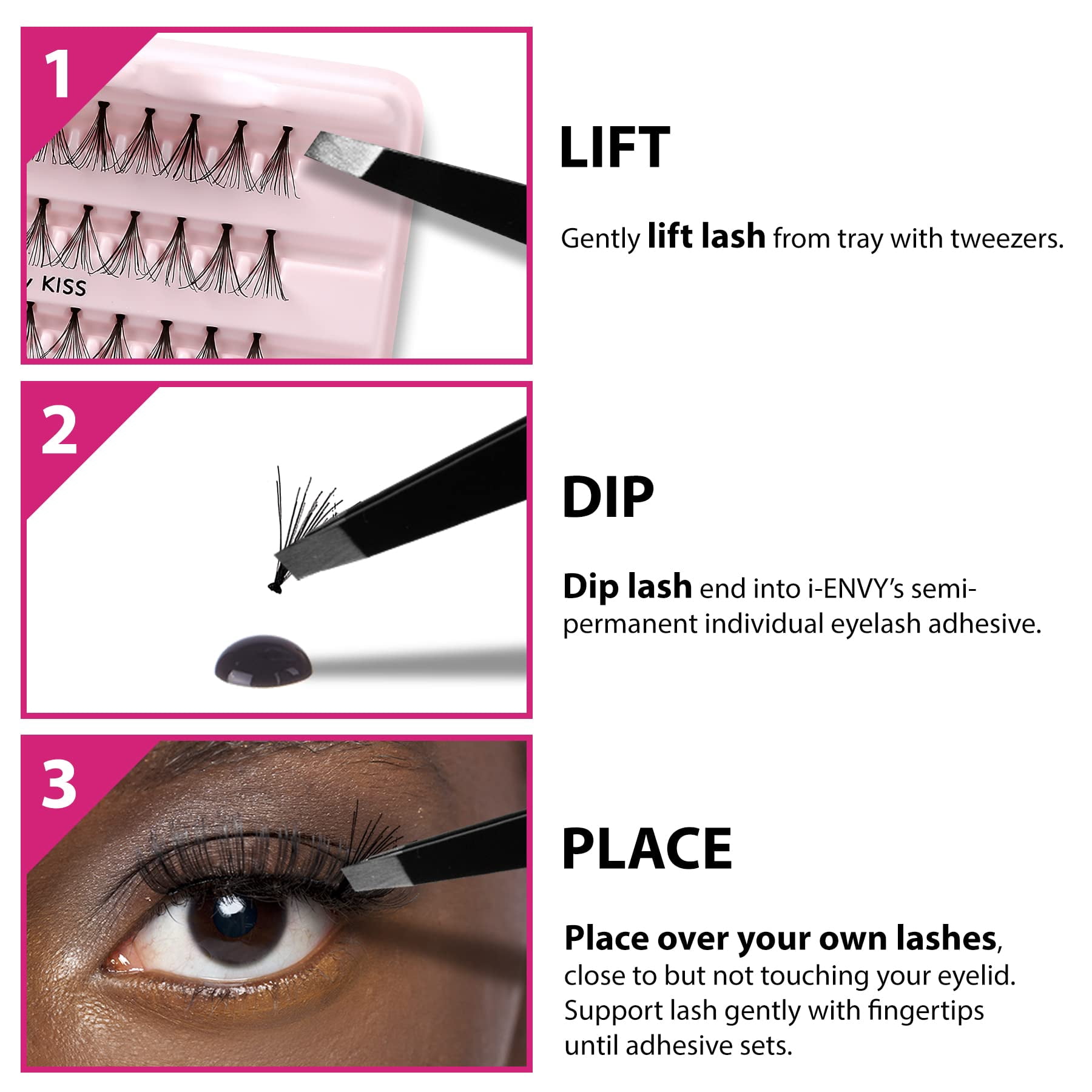 i.ENVY Semi-Permanent Lash Glue Adhesive for Individual Cluster Lashes & Lash Extension, Waterproof Strong Hold, Long-Lasting Up to 2 Weeks