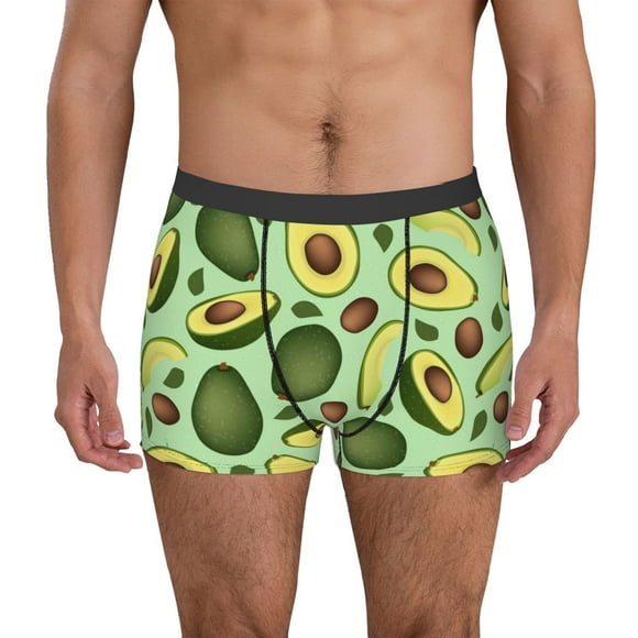 Sikiie Avocado With Seeds Print Men's Boxer Briefs, Elastic Waistband Boxer Briefs Leggings-XX-Large