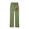 thumbnail image 3 of Penkiiy Mens Linen Drawstring Pants Elastic Waist Lightweight Trouser Loose Plus Size Trouser Fashion Beach Pockets Pant 2XL Army Green, 3 of 4