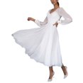 thumbnail image 3 of Vestido largo de gasa de manga larga sexy para mujer, vestido de primavera y verano con vuelo grande, 3 of 5