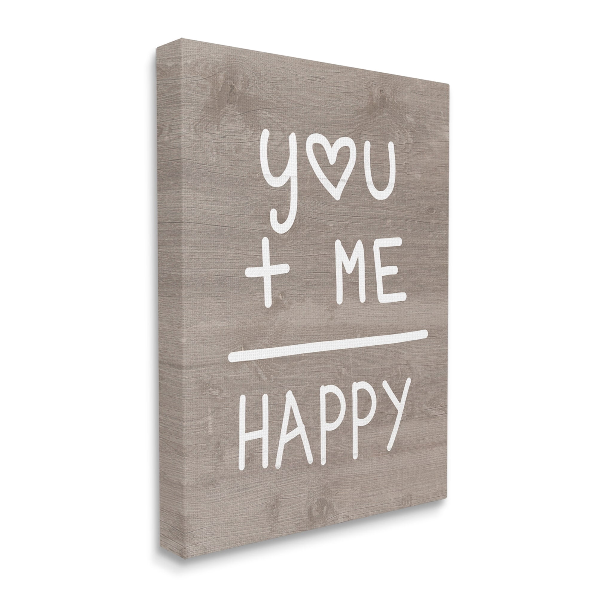 Stupell You + Me = Happy Equation Romance Inspirational Painting Gallery Wrapped Canvas Print Wall Art