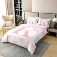 thumbnail image 3 of 100% Cotton Pink Bow Duvet Cover Set Queen Size,Initial Letter K Chic Romantic Bedding Set,Princess Style Bowknot Love Hearts Girly Fairy Quilt Cover(No Filler) with 2 Pillowcases, 3 of 6