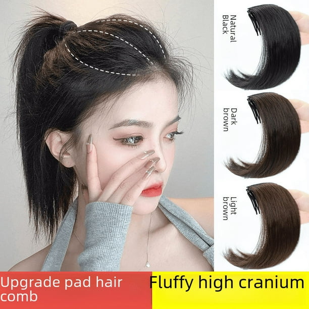 Almohadilla para la cabeza esponjosa con peluca de cráneo alto, almohadilla para el cabello, almohadilla invisible que no deja rastro, peine para el cabello, reedición de la raíz del cabello, aumento