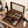 thumbnail image 7 of ProCase Wooden Men's Jewelry Box, Watch and Sunglasses Box Organizer for Men, 2-Tier Watch Holder and Glasses Display Cases with Clear Glass Top and Storage Drawer,Father's Day Gift -Espresso, 7 of 7