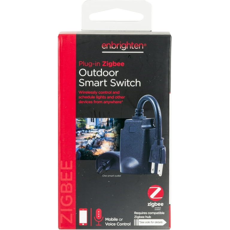Enbrighten Zigbee Smart Light Switch Outdoor Plug-In, 43100, Black 