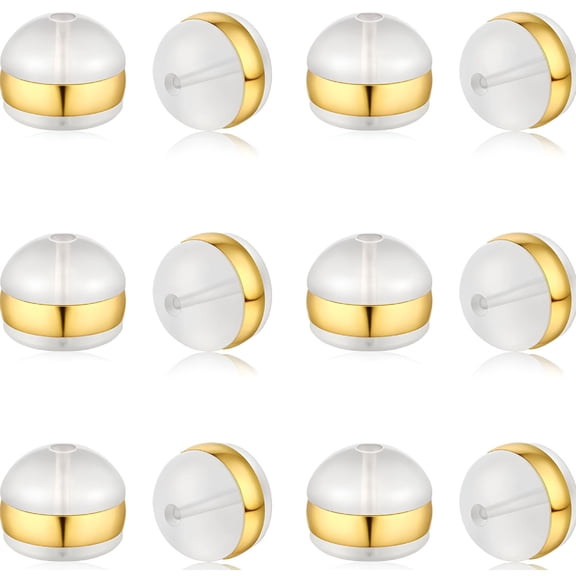 TUWAFE 2026 New 12Pcs Gold Soft Silicone Earring Backs for Studs Gold Belt Rubber Earring Backs Replacements Hypoallergenic Safety Plastic Earring Back for Studs Earring Hoops Fish Hanger