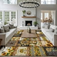 thumbnail image 4 of 6x9 Area Rugs for Living Room, Sunflowers Non Slip Area Rugs for Kitchen Bedroom Entryway, Farmhouse Vintage Western Texas Star Plaid Washable Carpet Runner Rug Floor Mats for Bedroom Home Decor, 4 of 9