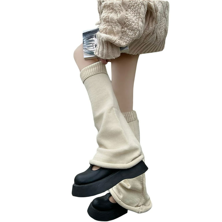 Leg Warmers Ribbed KnitLong Leg Warmers Harajuku Kawaii High Heels Boots  Warm Fuzzy Leg 90s Girls Streetwear