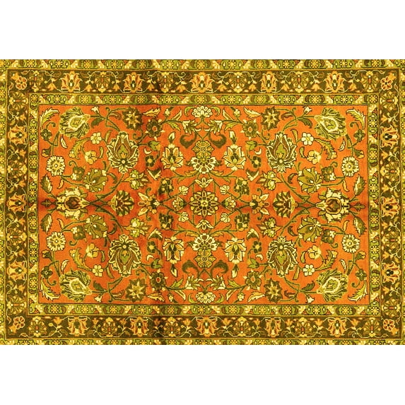 Ahgly Company Indoor Rectangle Abstract Yellow Contemporary Area Rugs, 7' x 9'