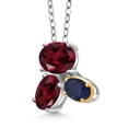 thumbnail image 2 of 925 Silver and 10K Yellow Gold Red Rhodolite Garnet and Blue Sapphire Pendant Necklace for Women (2.81 Cttw, Oval 8X6MM, 7X5MM and 6X4MM, Gemstone January Birthstone, with 18 inch Chain), 2 of 4
