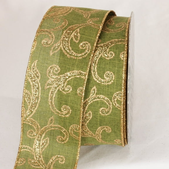 The Ribbon People Gold and Green Wired Craft Ribbon 2.5" x 20 yards