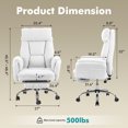 thumbnail image 2 of Genpo Cross Legged Office Chair, Criss Cross Desk Chair with Wheels, White Teddy Fleece Big and Tall Reclining Office Chair 500lbs with Foot Rest, Reversible Armrests & Wide Seat, 2 of 6