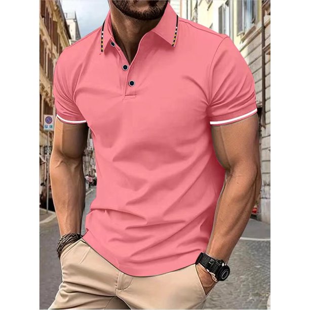 Polo informal de moda de verano para hombre, camiseta de manga corta con solapa de color, camiseta de manga corta con solapa a la moda