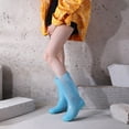 thumbnail image 5 of Botas de lluvia altas, antideslizantes, impermeables, de PVC, transparentes, con funda de algodón de felpa, para mujer adulta, color azul 37, 5 of 5