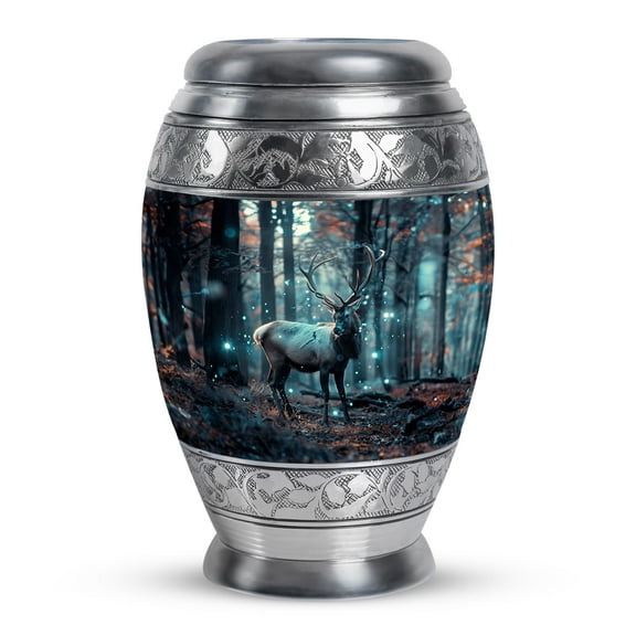 KARYLIZ Deer Urn - Memorial Blue Urn - Cremation Boxes For Human Ashes - Large Capacity for Human Adult Male & Female - Funeral Cremation Urns for Ashes Adult Men & Women - Memorial Tribute 10 Inch