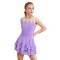 thumbnail image 1 of Ocealan Robe de Danse Patinage à Volants Sans Manches avec Strass Brillants pour Filles Enfants Robe de Danse Justaucorps de Ballet Violet Clair 4, 1 of 6