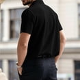 thumbnail image 6 of Collarless Golf Shirts for Men Summer Waffle Knit Short Sleeve 3 Button Collarless Performance Shirts Moisture Wicking For Casual Daily Wear Black 3XL, 6 of 6