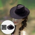 thumbnail image 6 of Wind Lanyard Cowboy Hat with Bandana Square Hair Scarf Dress up Costume Accessories Props Cowgirl Hats for Western Party Holiday Hiking , Black, 6 of 8