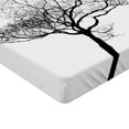 thumbnail image 2 of Ambesonne White Fitted Sheet, Tree Flying Birds, Queen Size, Black White, 2 of 3