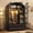 Black 3 Doors, variant on 78" Tall Glass Door Armoire Wardrobe Closet with 4 Drawers & LED Light, Large Wardrobe Closet with Arched Top & Categorized Storage for Bedroom