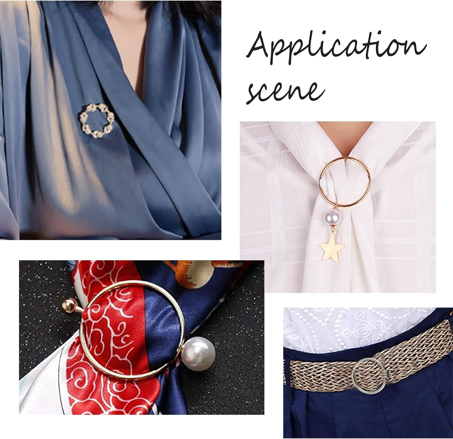 Pinces Couture Clips Metal Hztyyier Lot De 9 Boucles D'u00e9charpe En Strass - 9 Styles - Clip Tendance En Mu00e9tal - Pour Femme Et Fille, Couleur T Shirt Strass