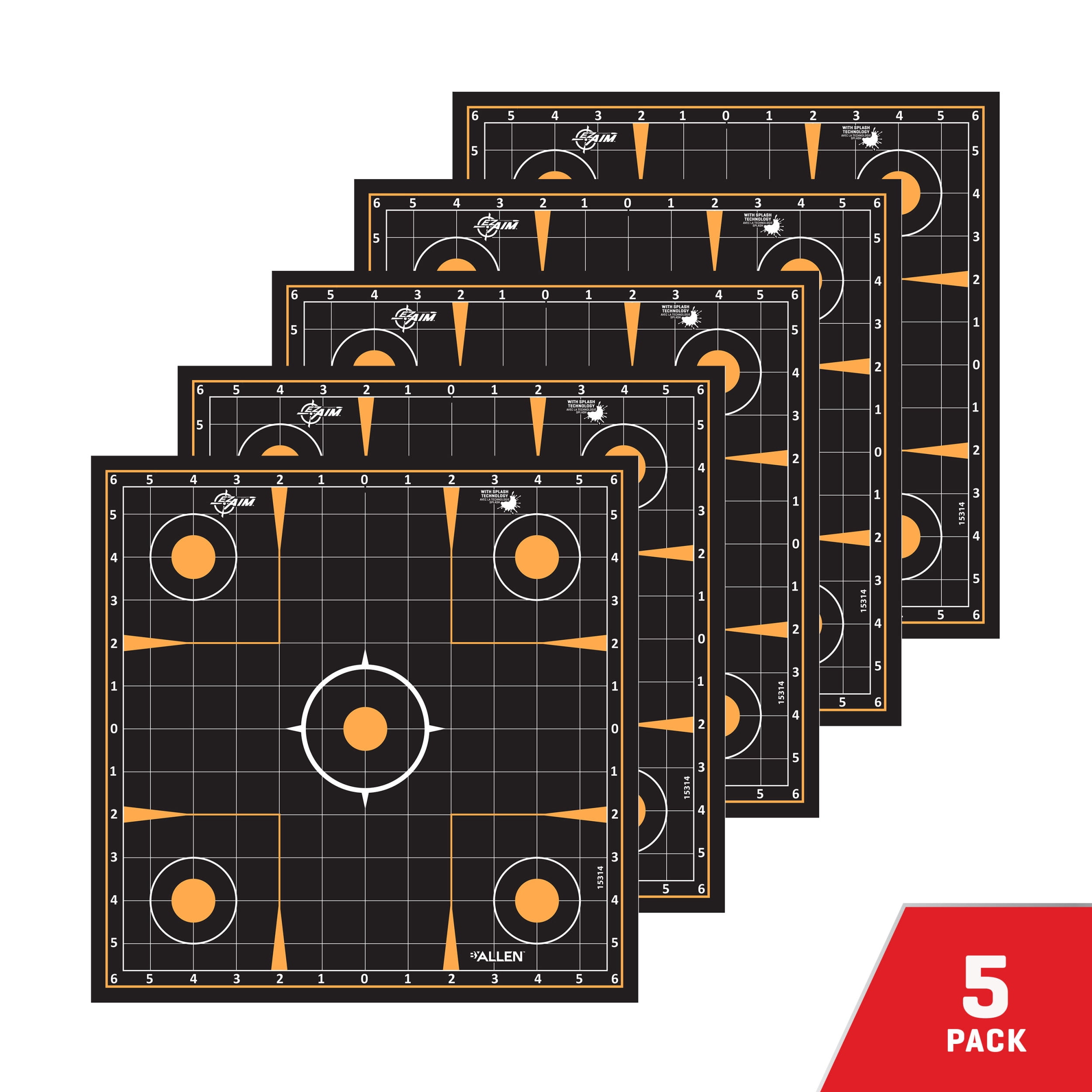 Ez Aim Splash Sight-in Paper Shooting Targets, 12" Grid, 10-Pack, Black, Paper Target Sight-in Grid