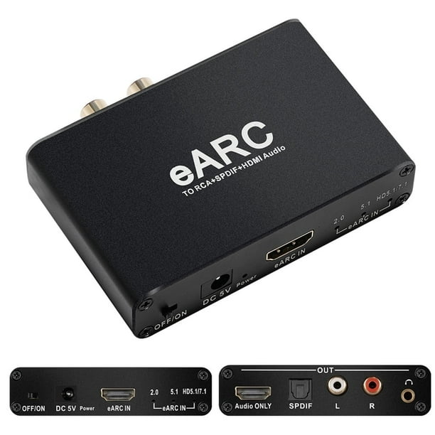 Extractor/adaptador de Audio HDMI Earc/Arc, HDMI Earc/Arc a HDMI, RCA R/L, Óptico, Convertidor de Audio de 3.5mm