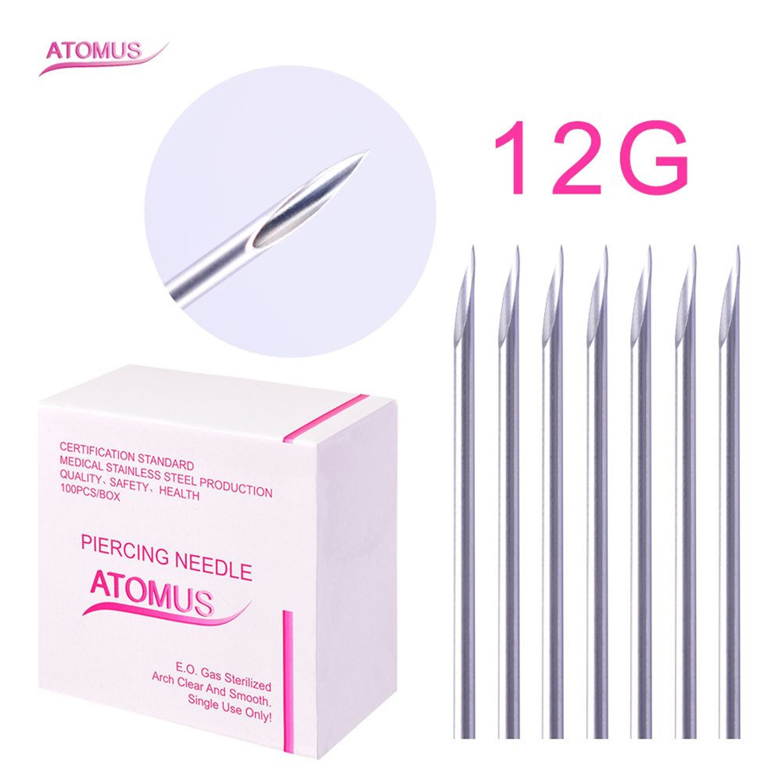 Beauty Under $15 100Pcs Body Piercing Needle For Navel Nose Lip Ear Sizes 12G Multicolor One Size