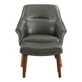 thumbnail image 5 of Waneta Chair and Ottoman in Pewter Gray Faux Leather with Medium Espresso Legs, 5 of 8