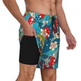 thumbnail image 2 of Sikiie Japanese Koi Print Men's Double Layer Swimming Trunks, Adjustable Waistband and Pockets Sports Swimming Trunks, Beach Swimwear-Small, 2 of 6