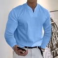 thumbnail image 2 of Mens T Shirt Men Spring Casual V-Neck Solid Long Sleeve Tee Shirt Top T-Shirts For Men, 2 of 4