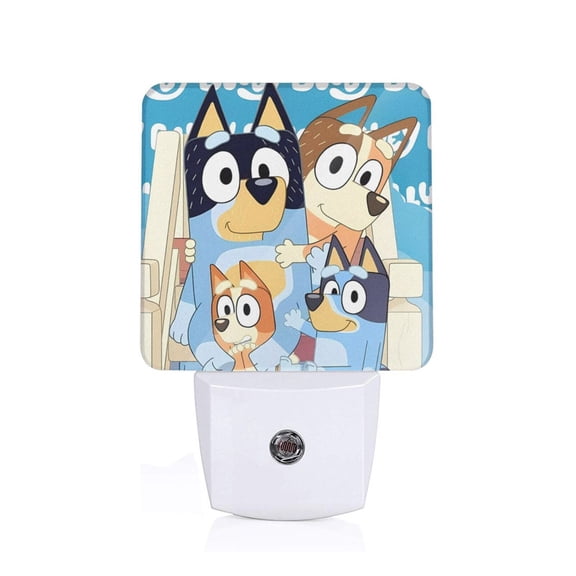 Silaia Bluey Print LED Dimmable Night Light, Plug in Night Light with Dusk to Dawn Sensor,Efficient Decor Desk Lamp,Bright Mini Wall Night Light for Kids Room, Stairway-US