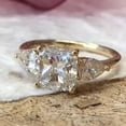 thumbnail image 3 of Jewelerix Cushion Cut Engagement Ring with Pear Side Stones 14K Yellow Gold Three Stone Ring Moissanite Diamond Ring for Women, 3 of 5