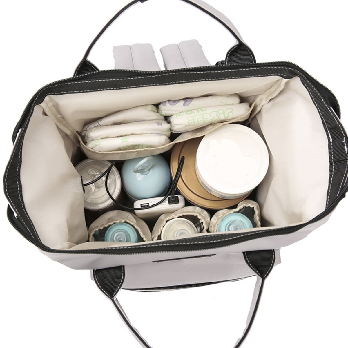 Diaper Bag Backpack, Multifunctional Baby Bag with Insulated Milk Bottle Pockets, Large Capacity Portable Travel Backpack with USB Charging Port, Nappy Bag for Moms Dads