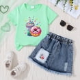 thumbnail image 2 of Rotm Baby Girl Summer Clothes Toddler Baby Girl 3PCS Embroidered Short Sleeve Tops Elastic Waist Shorts Outfits Set V,2-3 Years, 2 of 4