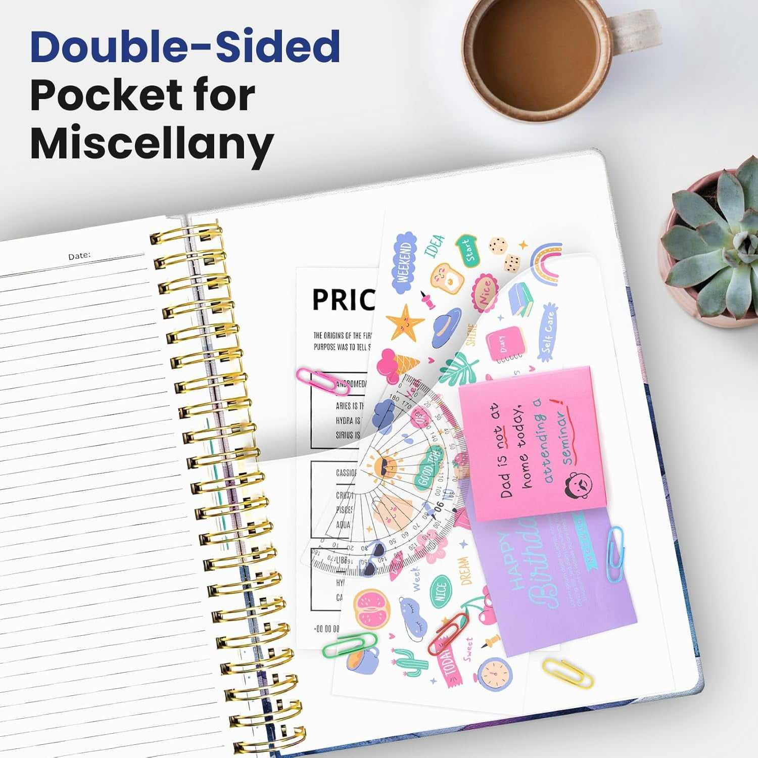 Large Spiral Lined Notebook for Women, 8.5"x11" Hardcover 5-Subject Journal with Removable Dividers & Tabs, 280 Pages, College Ruled, Distant Peaks