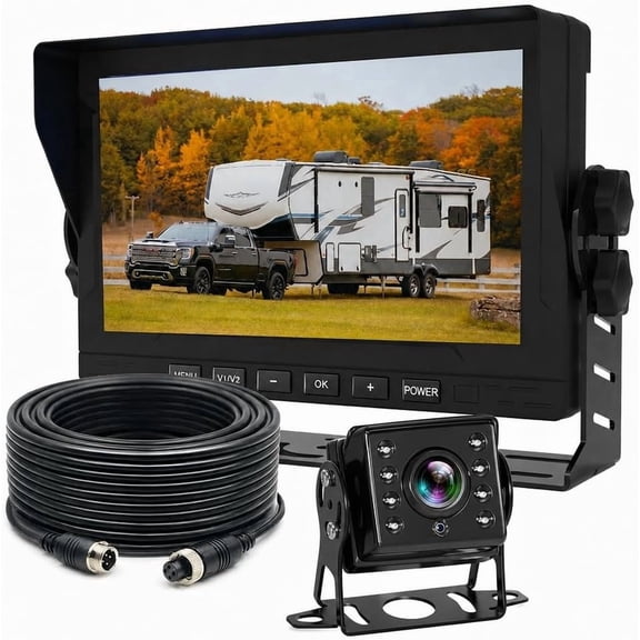 Shunyaka 7" HD Rear View Backup Camera System with AHD 1080P Backup Camera Night Vision For RV Truck Bus Van