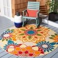 thumbnail image 2 of SAFAVIEH Cabana Molly Floral Indoor/Outdoor Area Rug, Ivory/Orange, 8' x 8' Round, 2 of 11