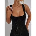 thumbnail image 2 of Sparkly Sequin Meramid Prom Dresses Spaghetti Straps Square Neck Tube Formal Evening Party Club Gowns Black L, 2 of 8