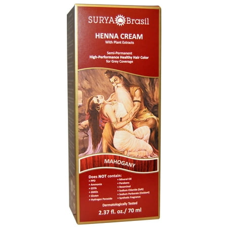 Surya Henna, Henna Cream, Hair Color and Condition Treatment, Mahogany, 2.37 fl oz (pack of
