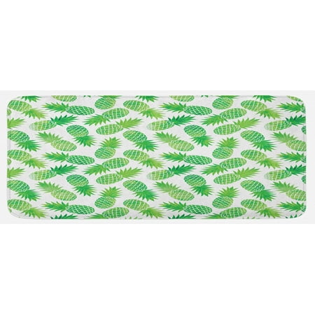 

Pineapple Kitchen Mat Ombre Watercolor Scattered Pineapples in Different Directions on Plain Pattern Plush Decorative Kitchen Mat with Non Slip Backing 47 X 19 Green White by Ambesonne
